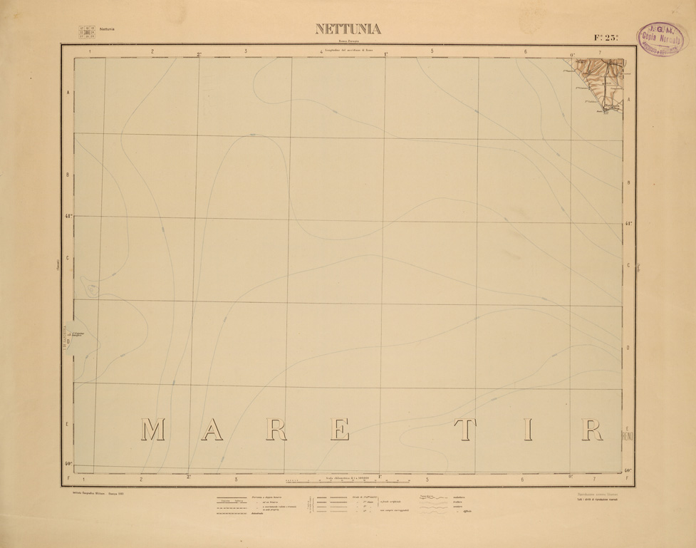 (N:26460) CARTA COROGRAFICA DEL REGNO D'ITALIA E DELLE REGIONI ADIACENTI EDIZIONE 1935-1937 FOGLIO 23 NETTUNIA (SE000025) Carte e stampe antiche: riproduzione a colori su carta (formato A1)