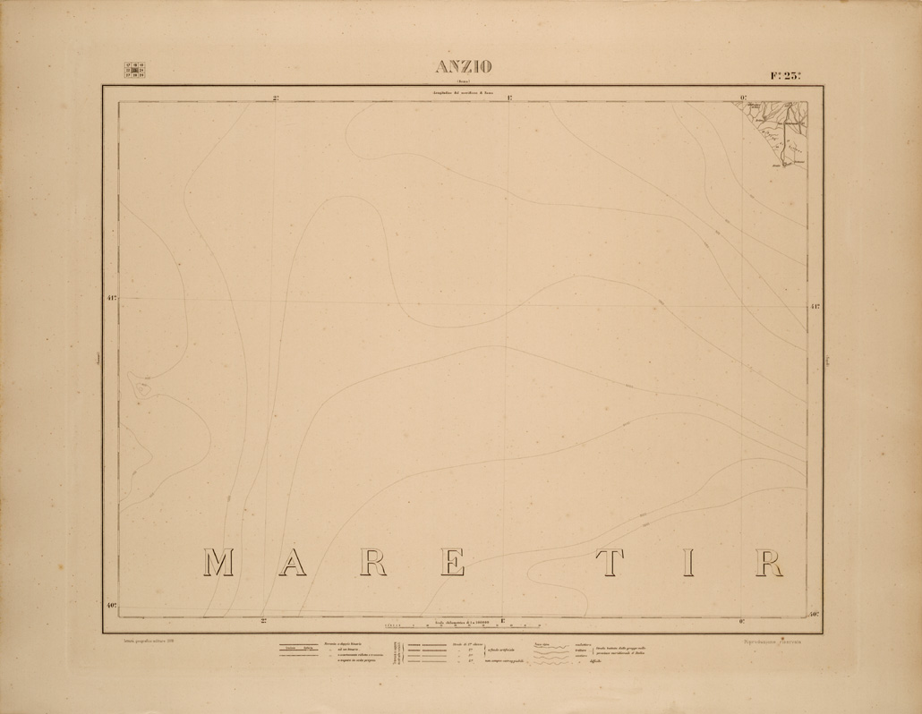 (N:26534) CARTA COROGRAFICA DEL REGNO D'ITALIA E DELLE REGIONI ADIACENTI FOGLIO 23 ANZIO (SE000082) Carte e stampe antiche: riproduzione a colori su carta (formato A1)