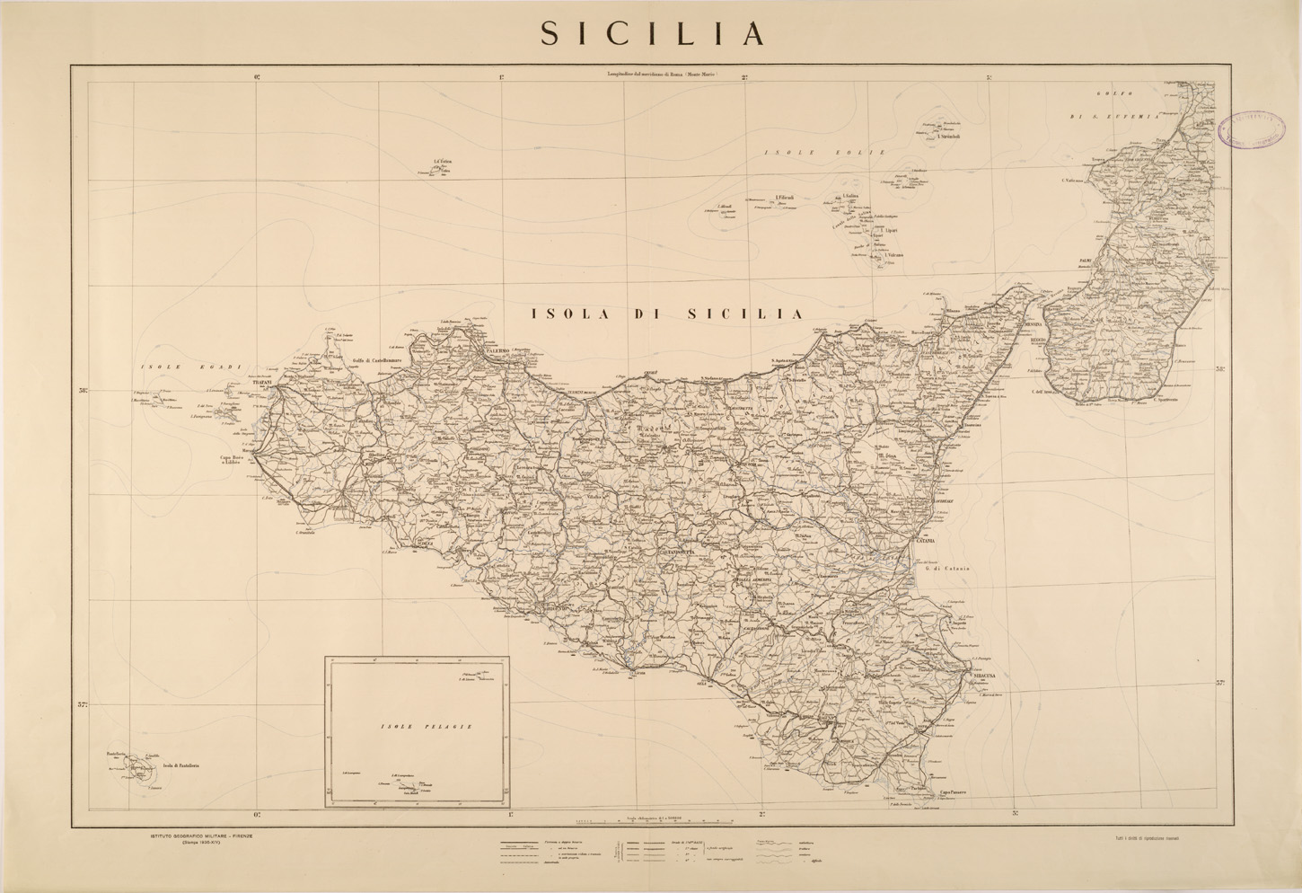 (N:26548) SICILIA (SE000096) Carte e stampe antiche: riproduzione a colori su carta (formato A1)