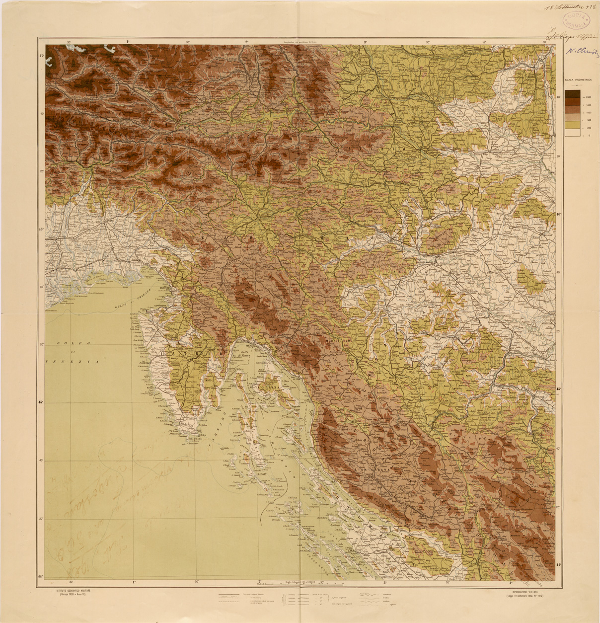 (N:26552) VENETO ISTRIA E DALMAZIA (SE000101) Carte e stampe antiche: riproduzione a colori su carta (formato A1)