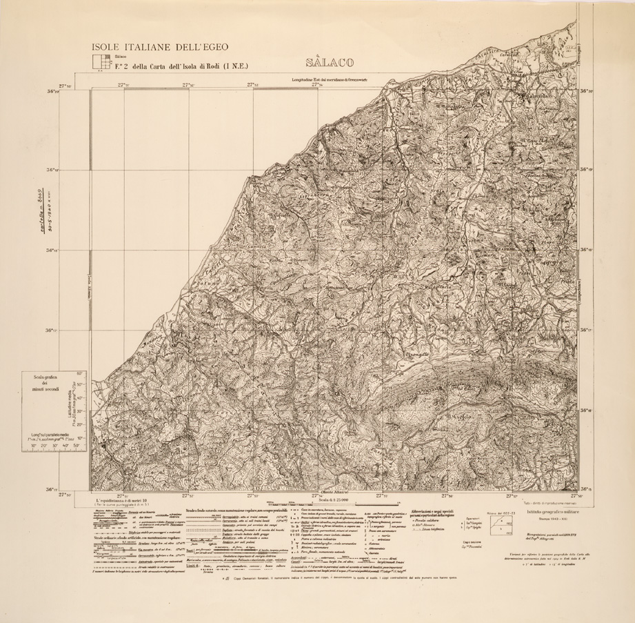 (N:26377) ISOLE ITALIANE DELL'EGEO AL 25.000 - ISOLA DI RODI - FOGLIO 2 I NE - SALACO (SE000107) Carte e stampe antiche: riproduzione a colori su carta (formato A1)