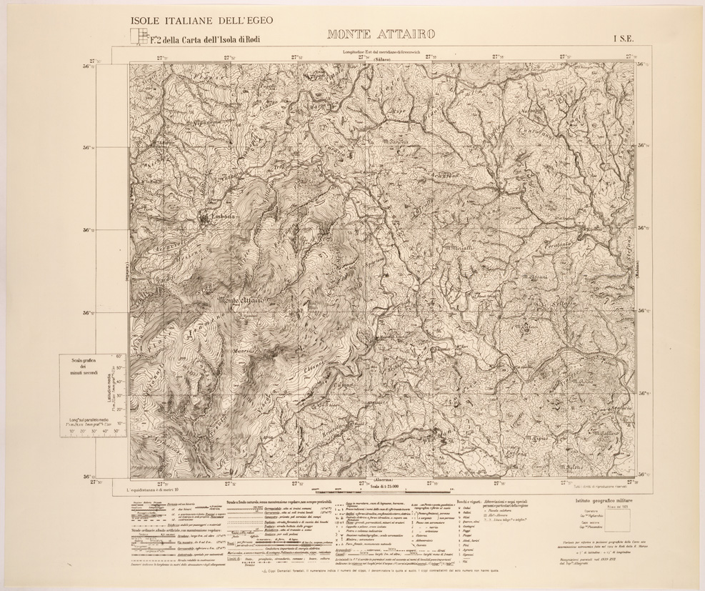 (N:26378) ISOLE ITALIANE DELL'EGEO AL 25.000 - ISOLA DI RODI - FOGLIO 2 I SE - MONTE ATTAIRO (SE000108) Carte e stampe antiche: riproduzione a colori su carta (formato A1)