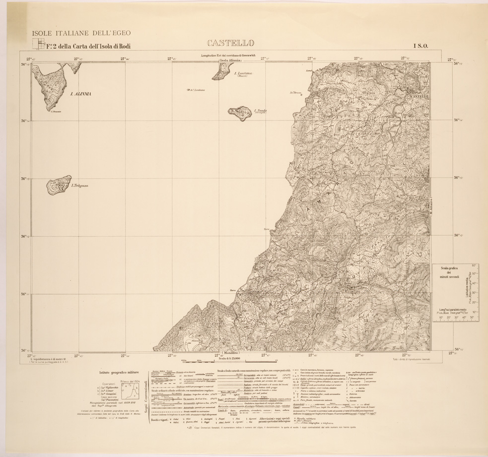 (N:26379) ISOLE ITALIANE DELL'EGEO AL 25.000 - ISOLA DI RODI - FOGLIO 2 I SO - CASTELLO (SE000109) Carte e stampe antiche: riproduzione a colori su carta (formato A1)