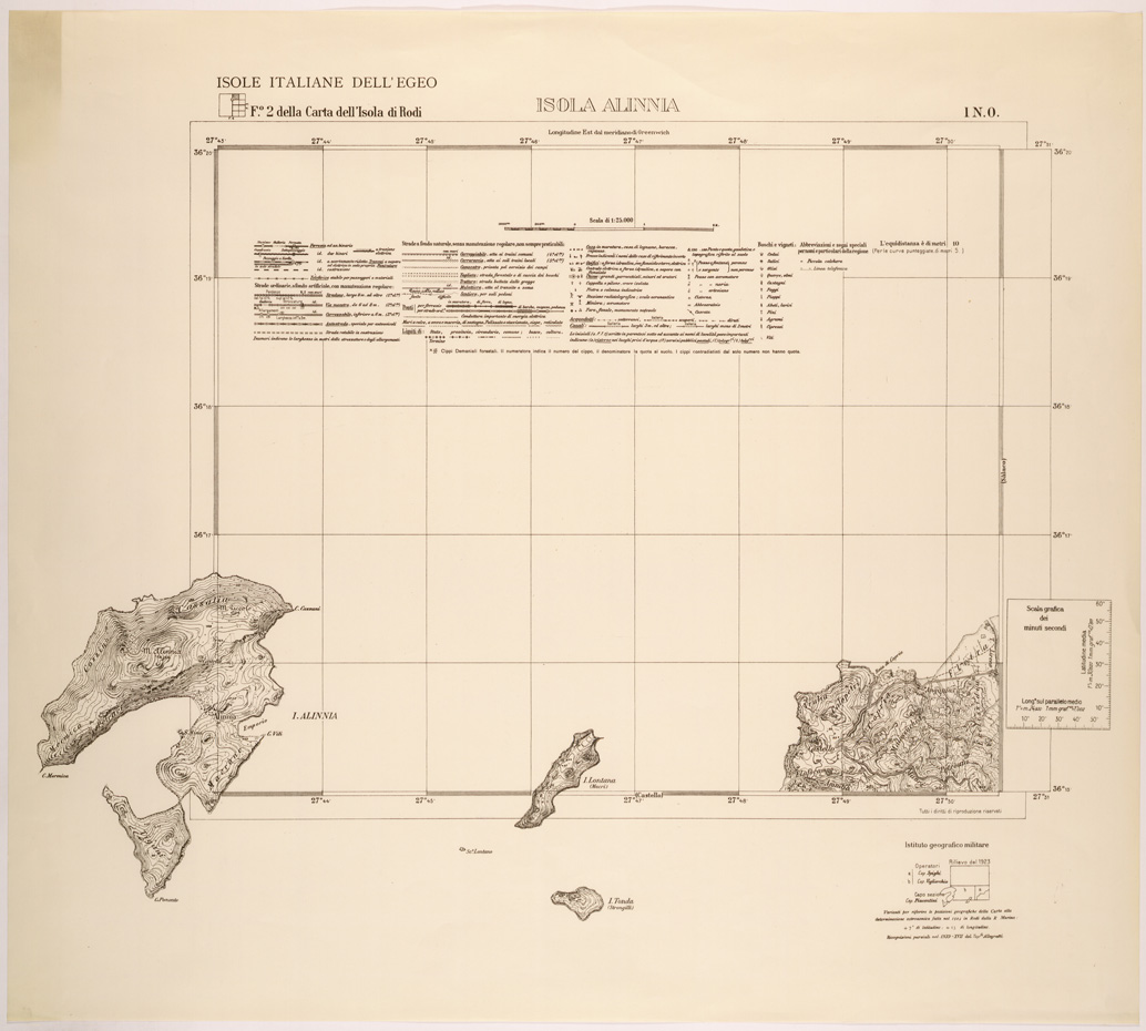 (N:26380) ISOLE ITALIANE DELL'EGEO AL 25.000 - ISOLA DI RODI - FOGLIO 2 I NO - ISOLA ALINNIA (SE000110) Carte e stampe antiche: riproduzione a colori su carta (formato A1)
