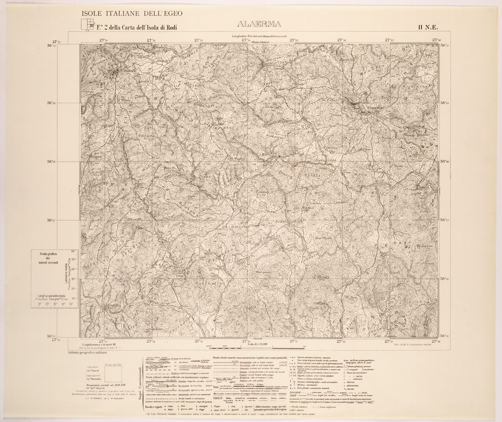 (N:26381) ISOLE ITALIANE DELL'EGEO AL 25.000 - ISOLA DI RODI - FOGLIO 2 II NE - ALAERMA (SE000111) Carte e stampe antiche: riproduzione a colori su carta (formato A1)