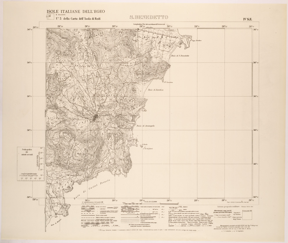 (N:26397) ISOLE ITALIANE DELL'EGEO AL 25.000 - ISOLA DI RODI - FOGLIO 3 IV SE - S.BENEDETTO (SE000121) Carte e stampe antiche: riproduzione a colori su carta (formato A1)