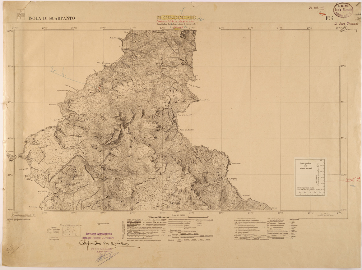(N:26414) ISOLE ITALIANE DELL'EGEO AL 25.000 - ISOLA DI SCARPANTO - FOGLIO 4 - MESOCORIO (SE000128) Carte e stampe antiche: riproduzione a colori su carta (formato A1)