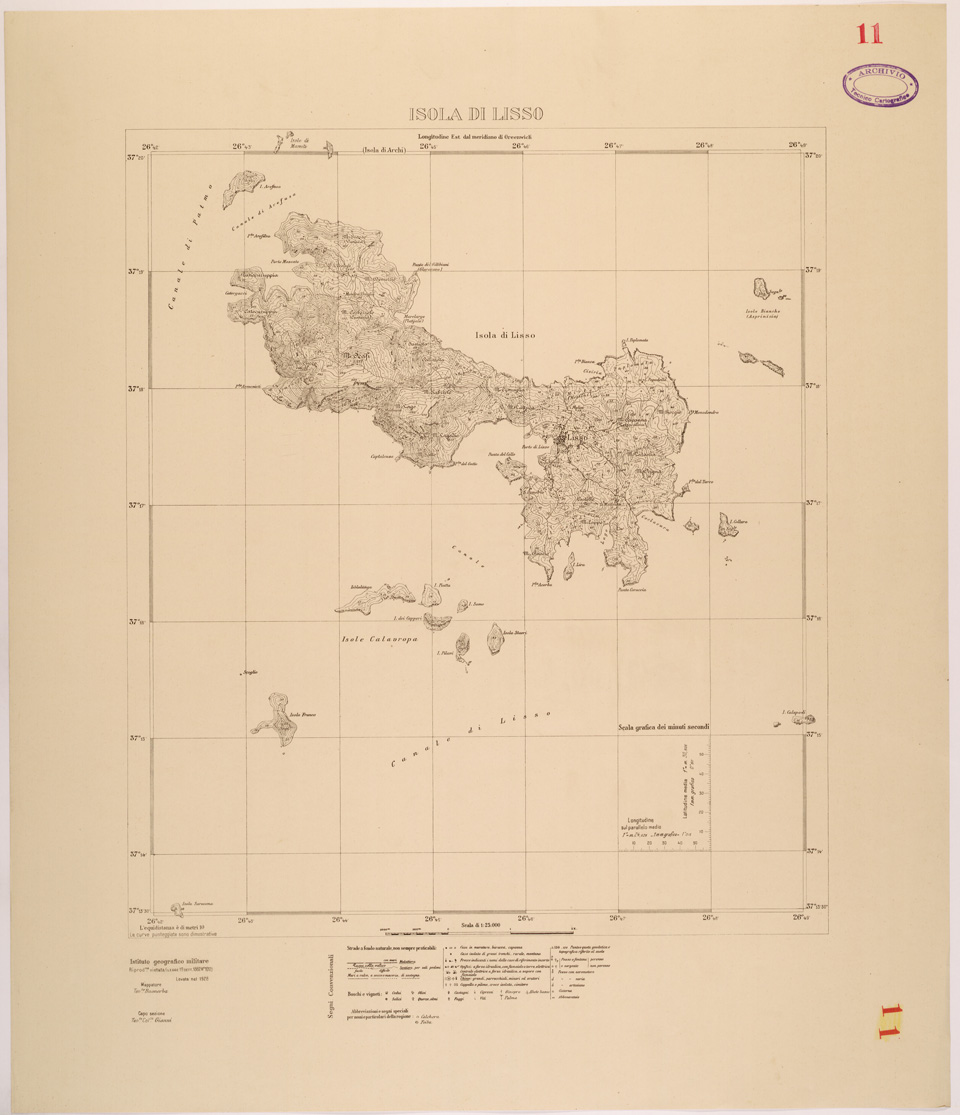 (N:26428) ISOLE ITALIANE DELL'EGEO AL 25.000 - ISOLA DI LISSO (SE000142) Carte e stampe antiche: riproduzione a colori su carta (formato A1)