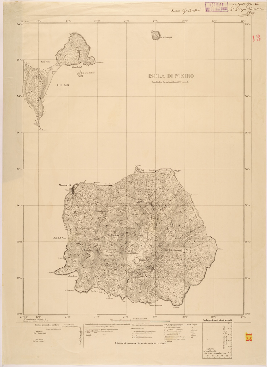 (N:26434) ISOLE ITALIANE DELL'EGEO AL 25.000 - ISOLA DI NISIRO (SE000149) Carte e stampe antiche: riproduzione a colori su carta (formato A1)