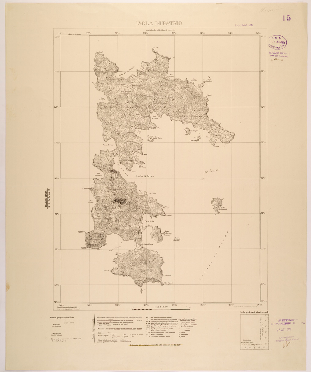 (N:26435) ISOLE ITALIANE DELL'EGEO AL 25.000 - ISOLA DI PATMO (SE000150) Carte e stampe antiche: riproduzione a colori su carta (formato A1)
