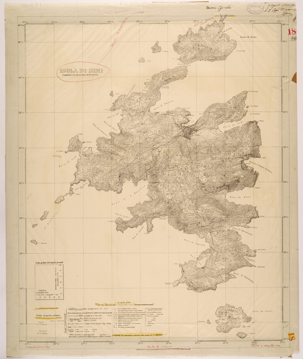 (N:26437) ISOLE ITALIANE DELL'EGEO AL 25.000 - ISOLA DI SIMI (SE000152) Carte e stampe antiche: riproduzione a colori su carta (formato A1)