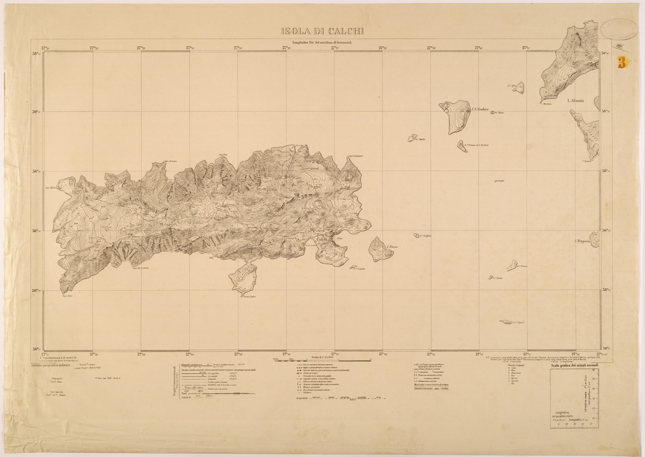 (N:26438) ISOLE ITALIANE DELL'EGEO AL 25.000 - ISOLA DI CALCHI (SE000153) Carte e stampe antiche: riproduzione a colori su carta (formato A1)