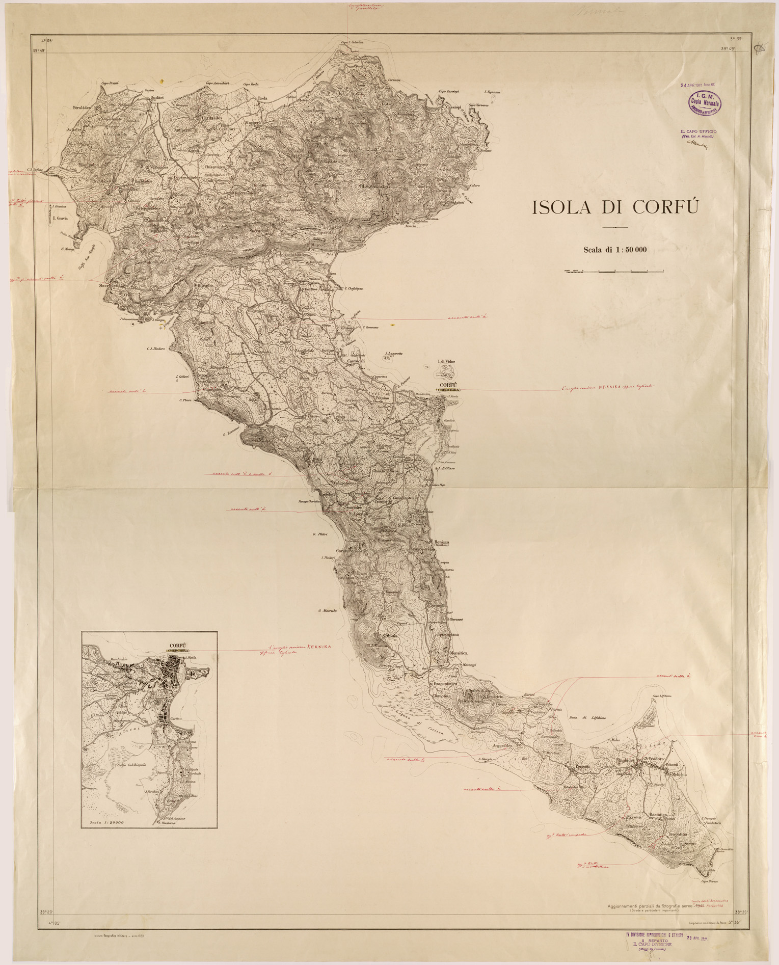 (N:26473) ISOLA DI CORFU' (SE000187) Carte e stampe antiche: riproduzione a colori su carta (formato A1)