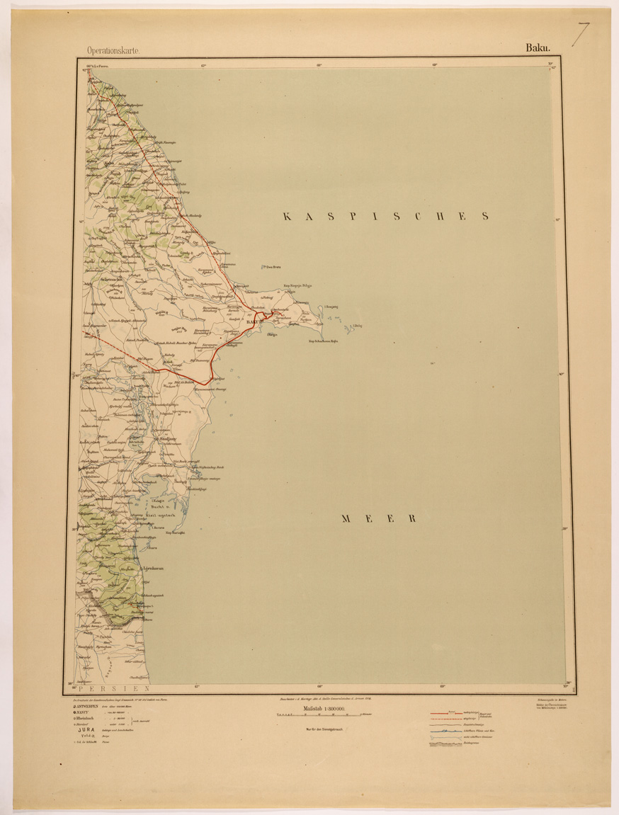 (N:26618) OPERATIONSKARTE - 1:800.000 - ASIA MINORE MESOPOTAMIA CAUCASO - BAKU (SE000262) Carte e stampe antiche: riproduzione a colori su carta (formato A1)