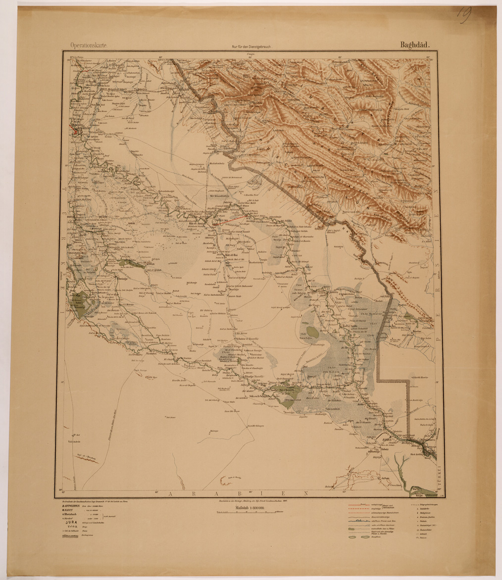 (N:26606) OPERATIONSKARTE - 1:800.000 - ASIA MINORE MESOPOTAMIA CAUCASO - BAGHDAD (SE000274) Carte e stampe antiche: riproduzione a colori su carta (formato A1)
