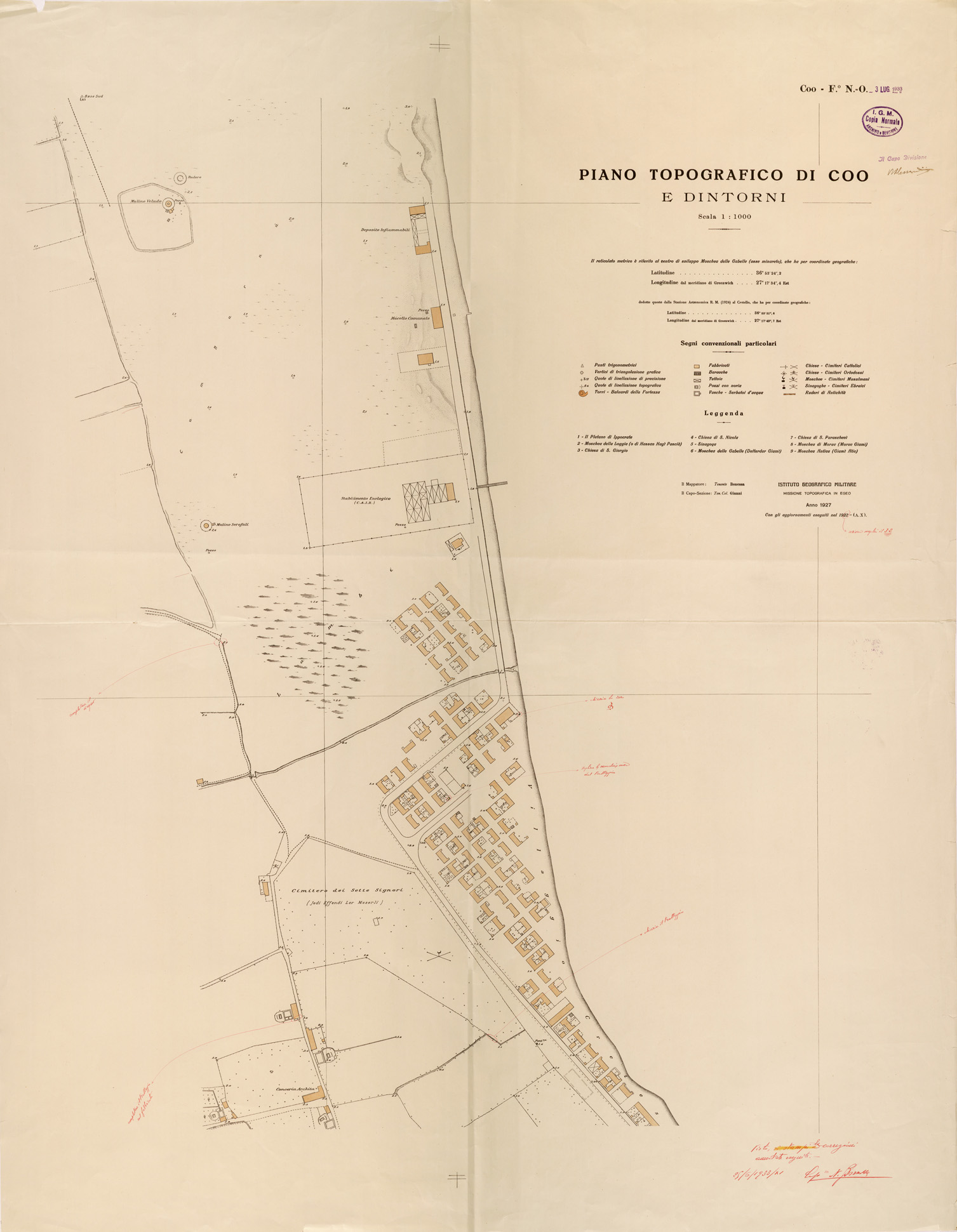 (N:26553) PIANO TOPOGRAFICO DI COO E DINTORNI FOGLIO N.O (SE000291) Carte e stampe antiche: riproduzione a colori su carta (formato A1)