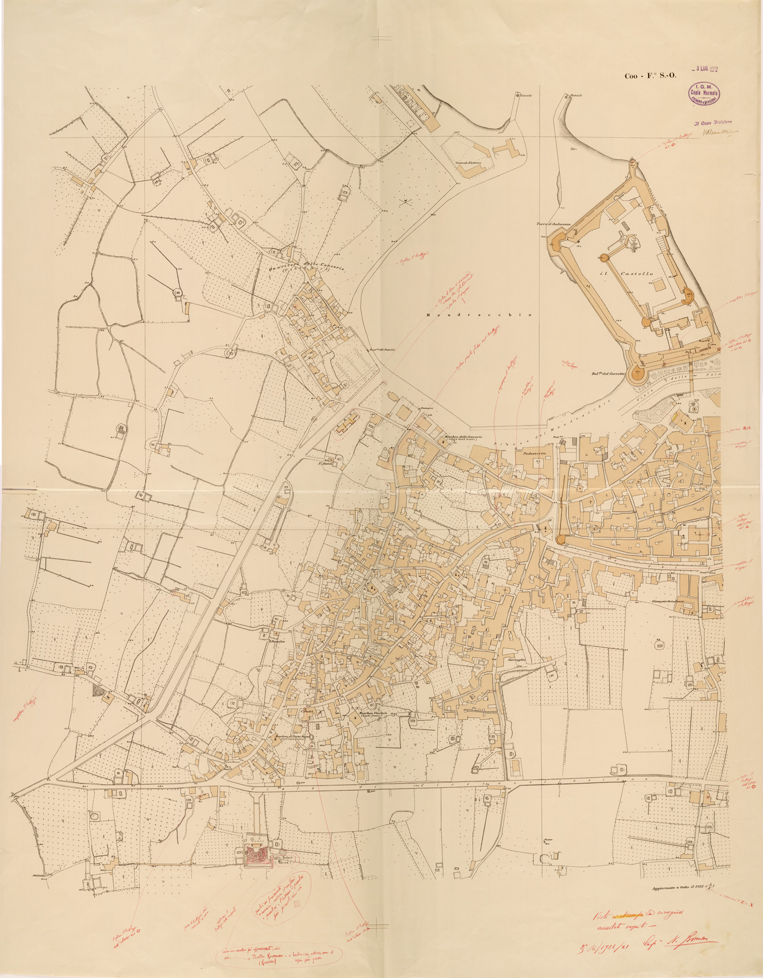 (N:26554) PIANO TOPOGRAFICO DI COO E DINTORNI FOGLIO S.O (SE000295) Carte e stampe antiche: riproduzione a colori su carta (formato A1)