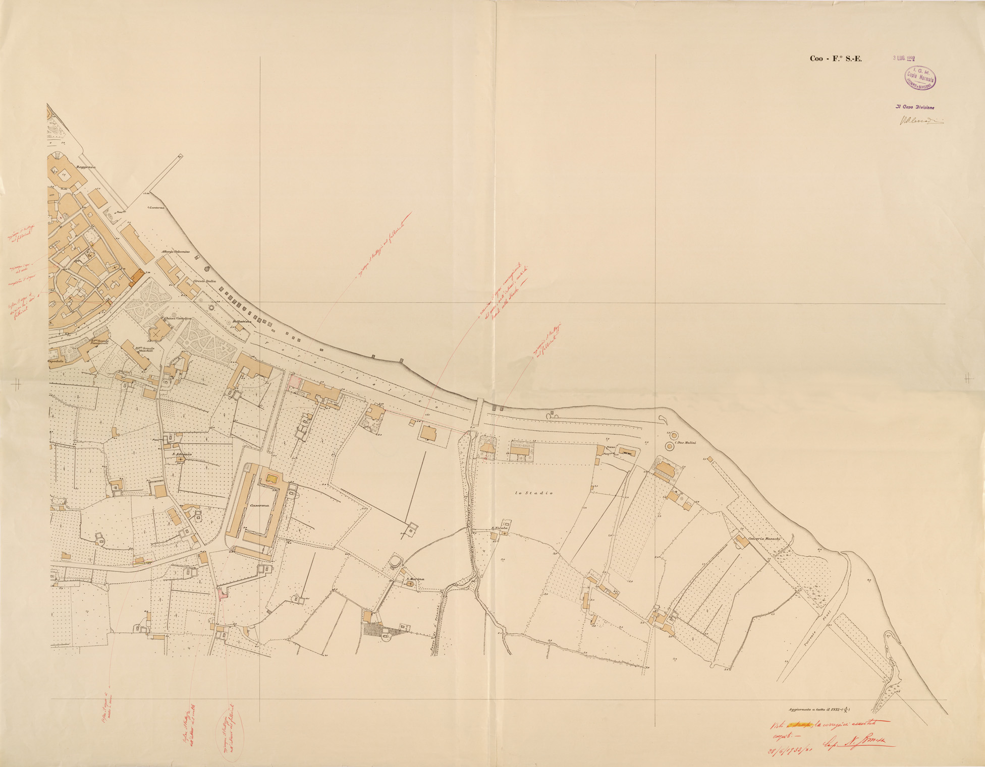 (N:26555) PIANO TOPOGRAFICO DI COO E DINTORNI FOGLIO S.E (SE000299) Carte e stampe antiche: riproduzione a colori su carta (formato A1)