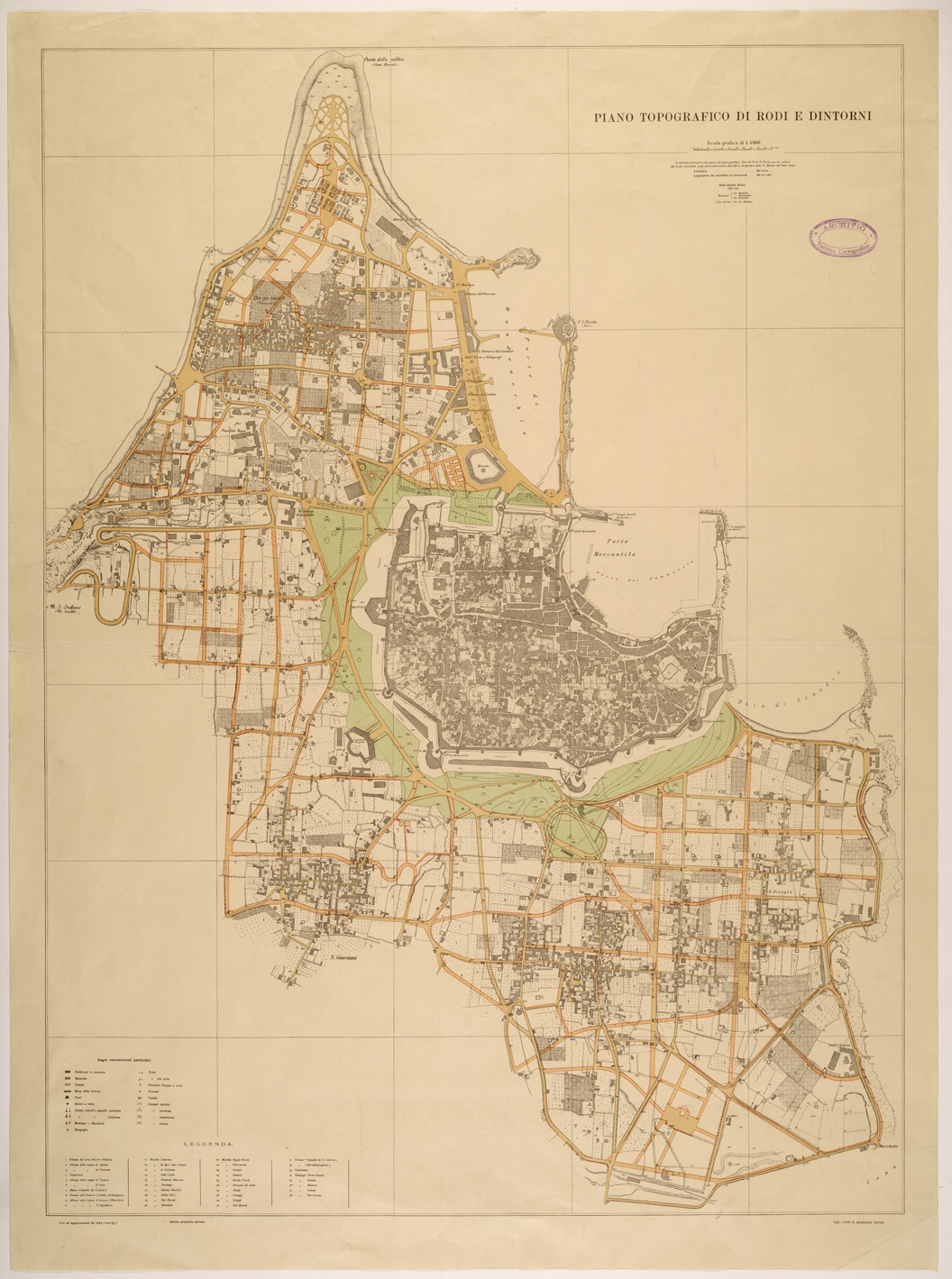 (N:26570) PIANO TOPOGRAFICO DI RODI E DINTORNI (SE000334) Carte e stampe antiche: riproduzione a colori su carta (formato A1)