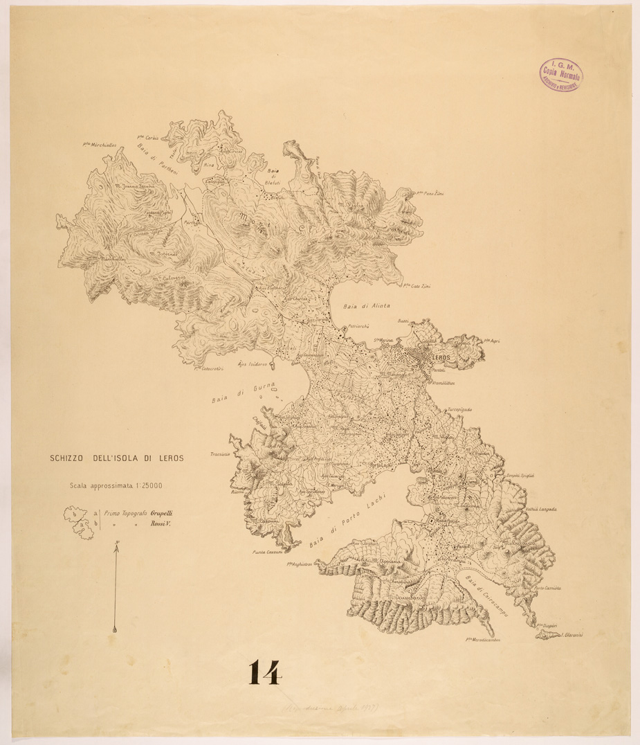 (N:26573) SCHIZZO DELL'ISOLA DI LEROS. (SE000337) Carte e stampe antiche: riproduzione a colori su carta (formato A1)