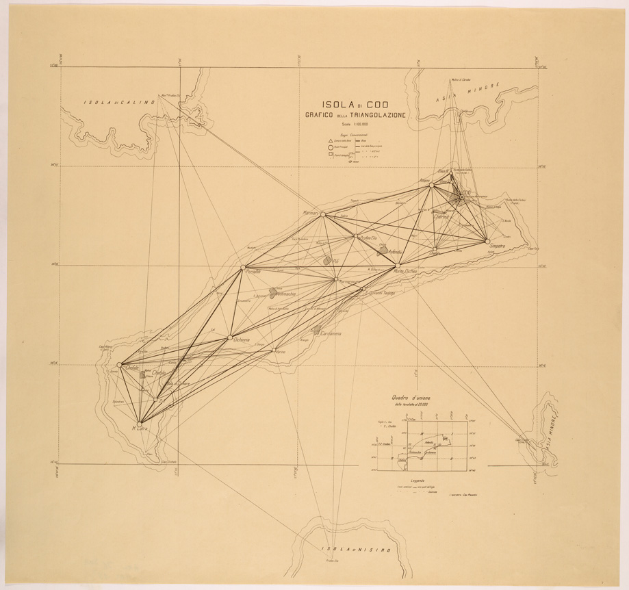 (N:26576) ISOLA DI COO - GRAFICO DELLA TRIANGOLAZIONE (SE000342) Carte e stampe antiche: riproduzione a colori su carta (formato A1)