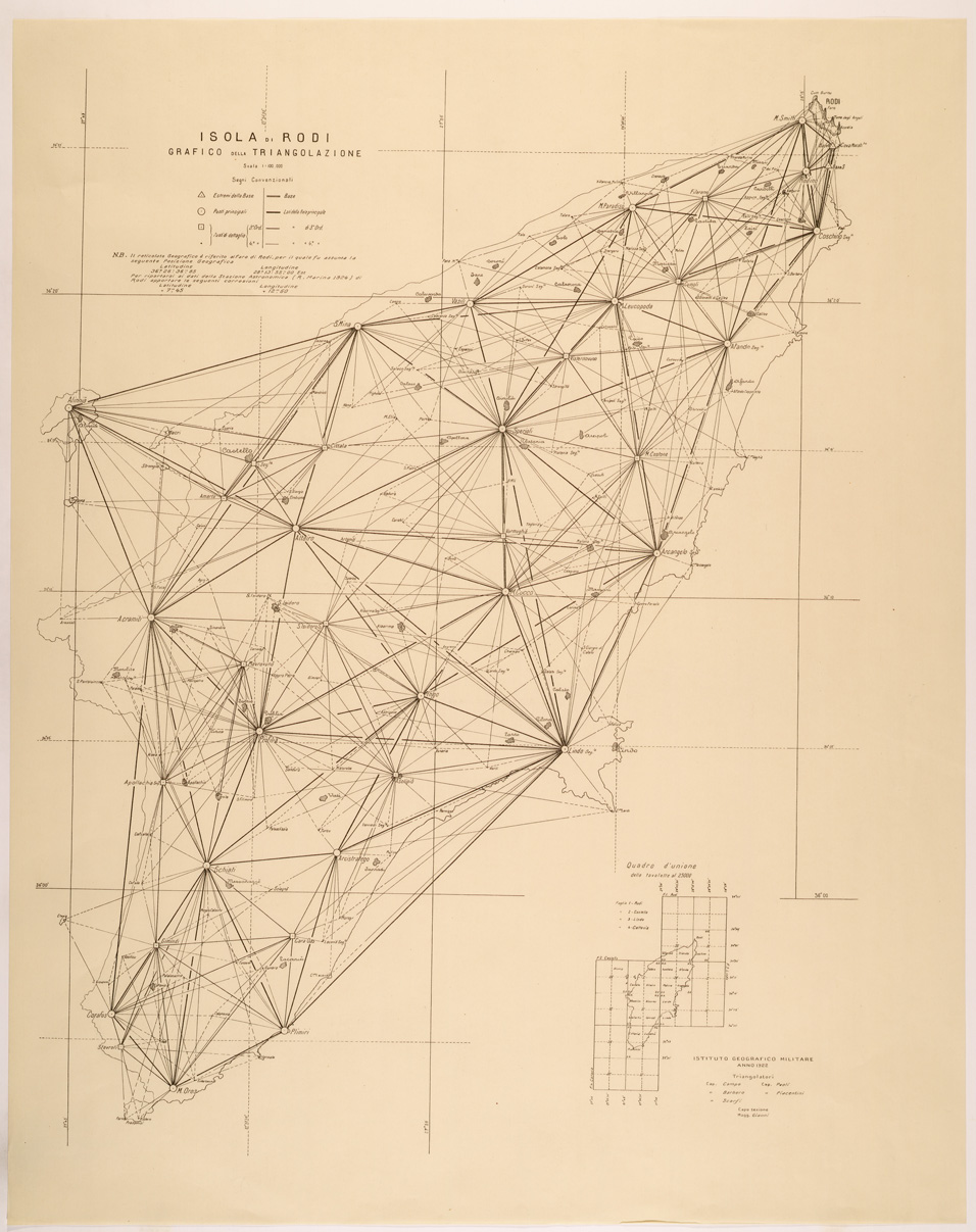 (N:26577) ISOLA DI RODI - GRAFICO DELLA TRIANGOLAZIONE (SE000343) Carte e stampe antiche: riproduzione a colori su carta (formato A1)