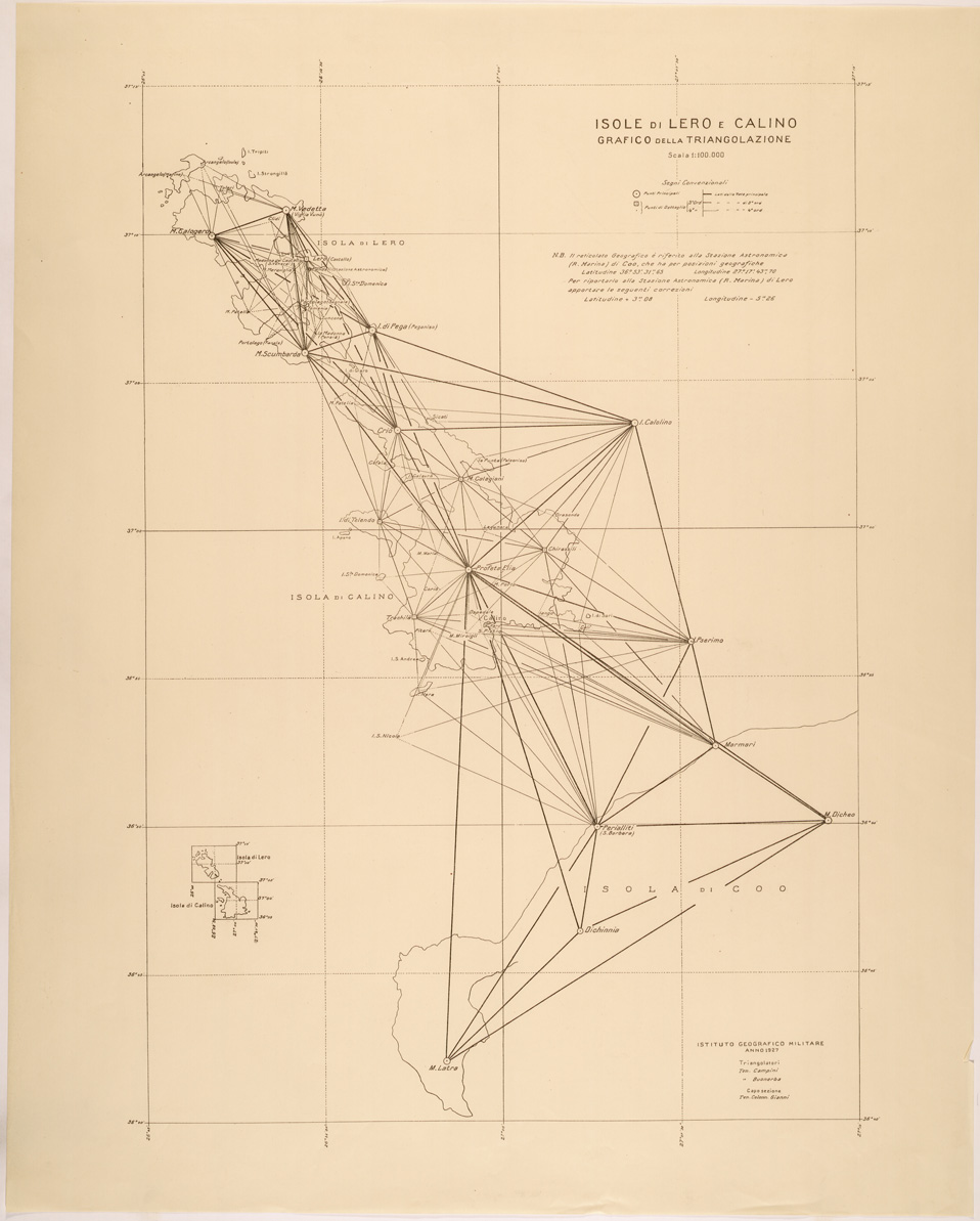 (N:26580) ISOLE DI LERO E CALINO - GRAFICO DELLA TRIANGOLAZIONE (SE000346) Carte e stampe antiche: riproduzione a colori su carta (formato A1)