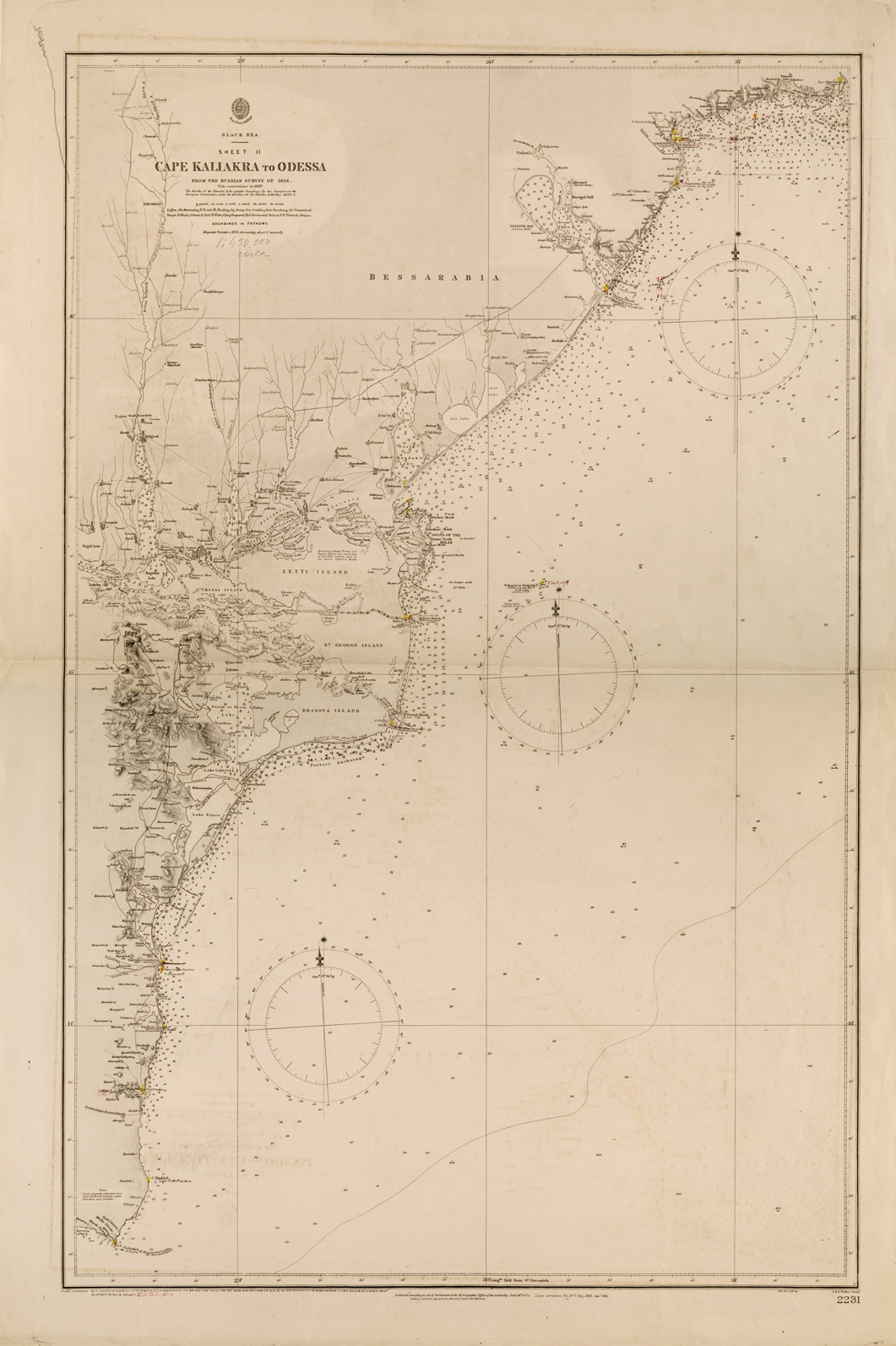(N:26587) AMMIRAGLIATO INGLESE - BLACK SEA - SHEET II - CAPE KALIAKRA TO ODESSA (SE000359) Carte e stampe antiche: riproduzione a colori su carta (formato A1)