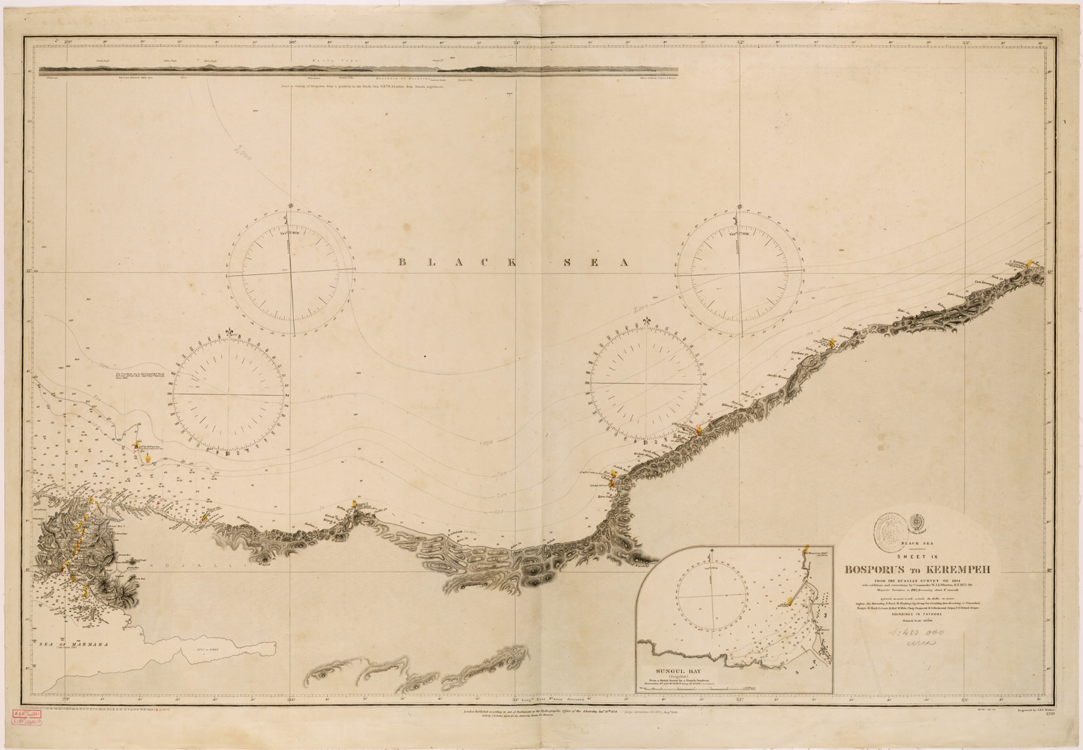 (N:26594) AMMIRAGLIATO INGLESE - BLACK SEA - SHEET IX - BOSPORUS TO  KEREMPEH (SE000373) Carte e stampe antiche: riproduzione a colori su carta (formato A1)