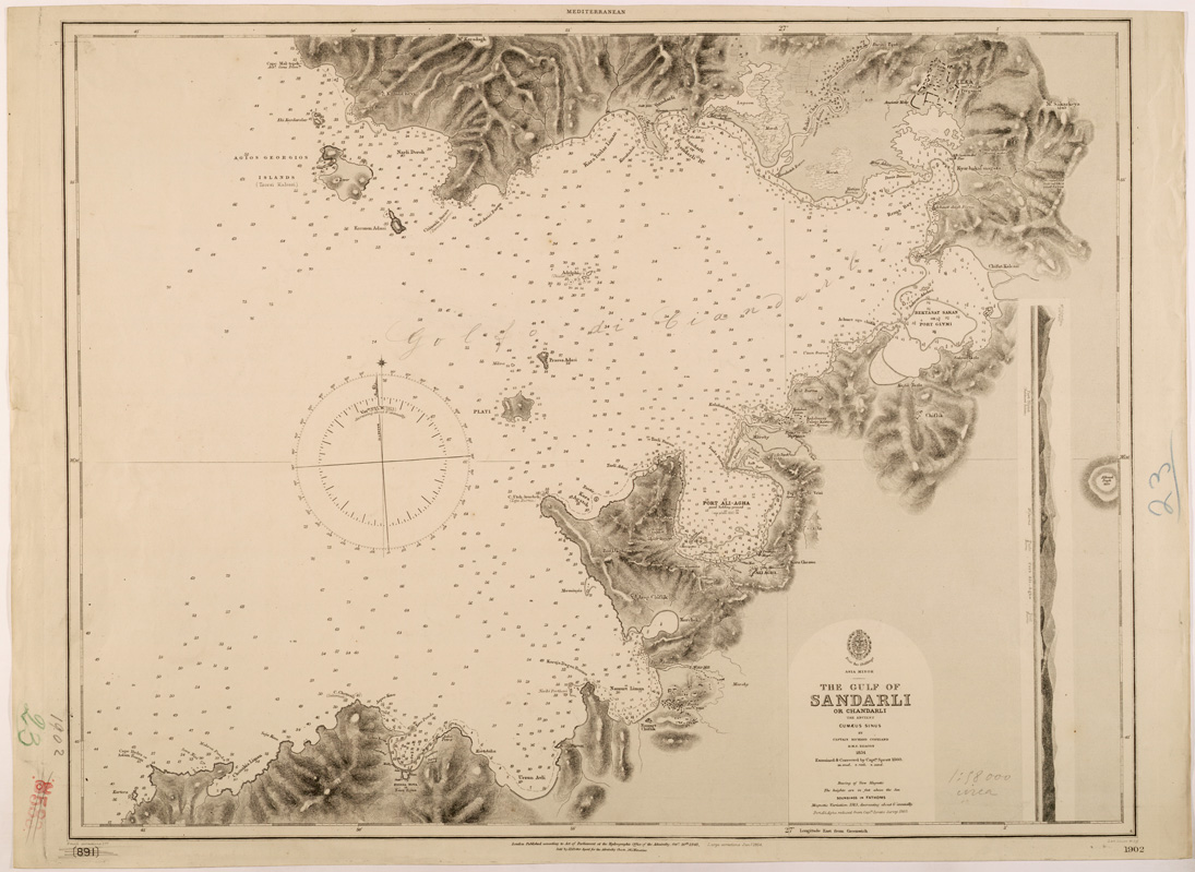 (N:26633) AMMIRAGLIATO INGLESE - THE GULF OF SANDARLI (SE000392) Carte e stampe antiche: riproduzione a colori su carta (formato A1)