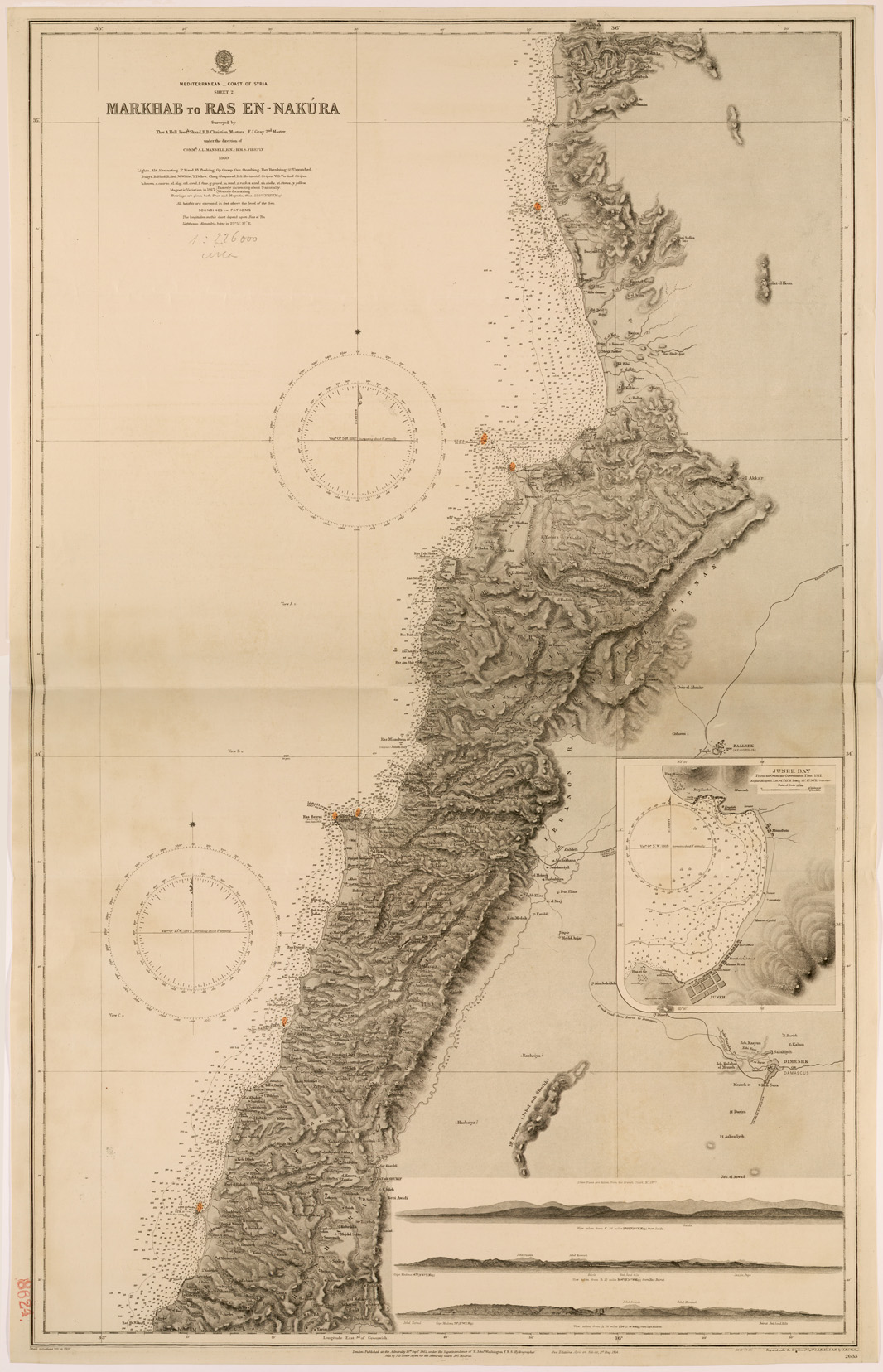 (N:26660) AMMIRAGLIATO INGLESE - MARKHAB TO RAS EN-NAKURA (SE000409) Carte e stampe antiche: riproduzione a colori su carta (formato A1)