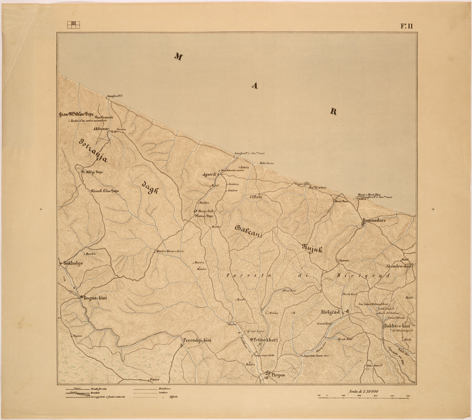 (N:26866) CARTA DEL BOSFORO COSTANTINOPOLI E CIATALGIA - FOGLIO II (SE000491) Carte e stampe antiche: riproduzione a colori su carta (formato A1)
