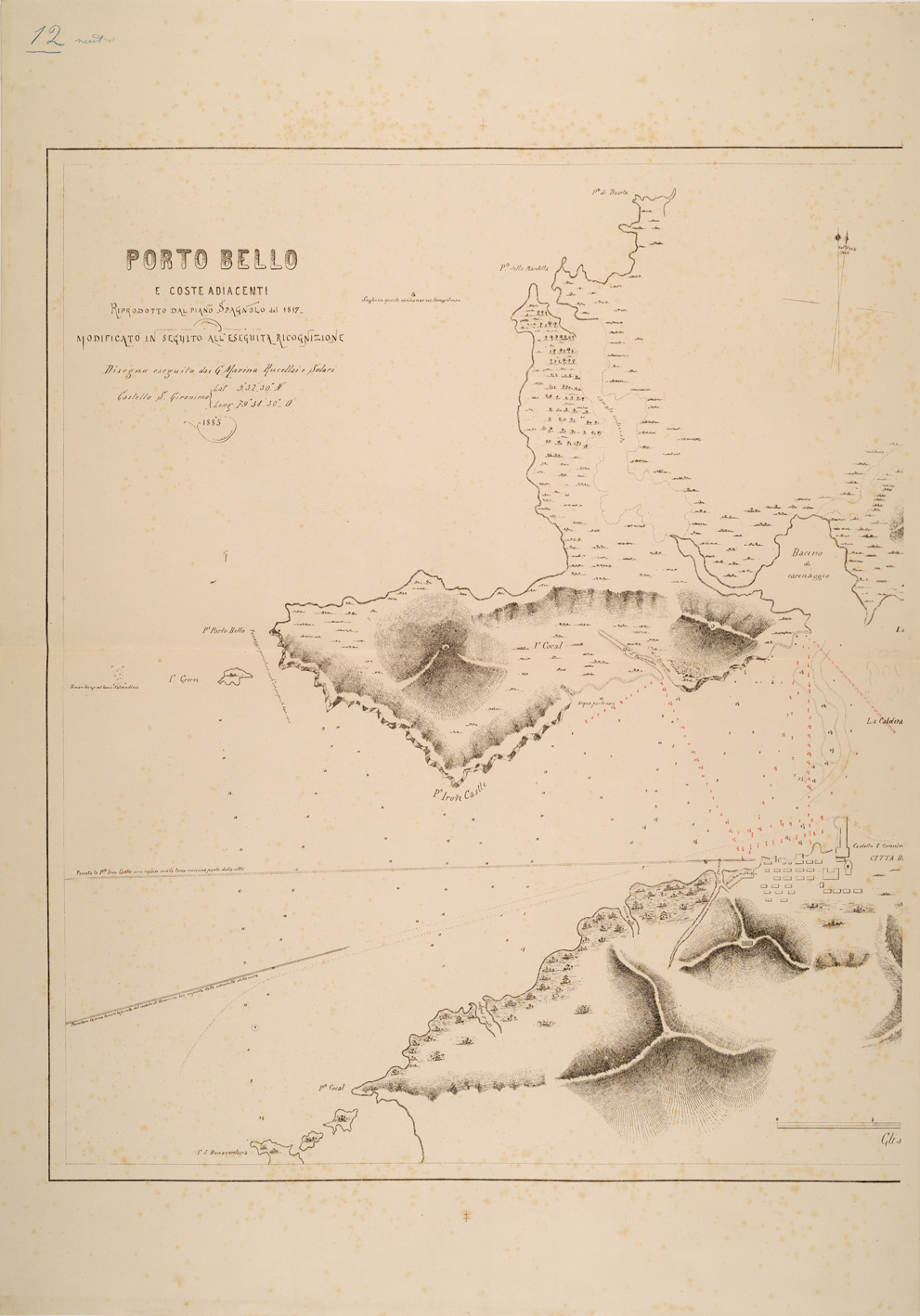 (N:26881) PORTO BELLO E COSTE ADIACENTI - TAVOLA 1 (SE000504) Carte e stampe antiche: riproduzione a colori su carta (formato A1)