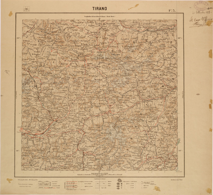 (N:26805) CARTA DEL REGNO D'ITALIA AL 200.000 - FOGLIO 03 - TIRANO (SE000557) Carte e stampe antiche: riproduzione a colori su carta (formato A1)