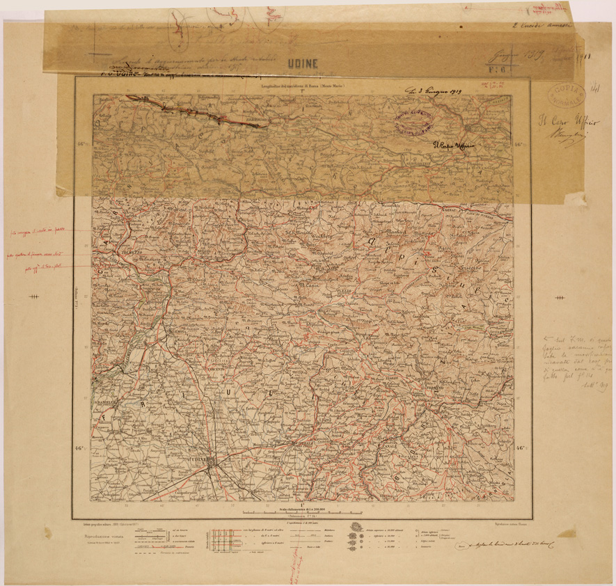 (N:26808) CARTA DEL REGNO D'ITALIA AL 200.000 - FOGLIO 06 - UDINE (SE000560) Carte e stampe antiche: riproduzione a colori su carta (formato A1)