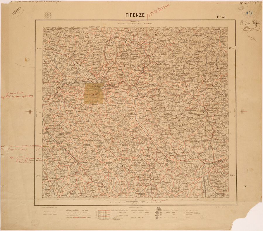 (N:26837) CARTA DEL REGNO D'ITALIA AL 200.000 - FOGLIO 31 - FIRENZE (SE000584) Carte e stampe antiche: riproduzione a colori su carta (formato A1)