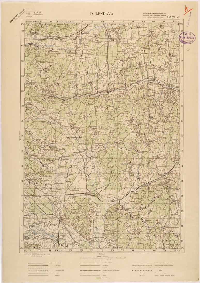 (N:26887) JUGOSLAVIA - CARTA J - D. LENDAVA (SE000606) Carte e stampe antiche: riproduzione a colori su carta (formato A1)