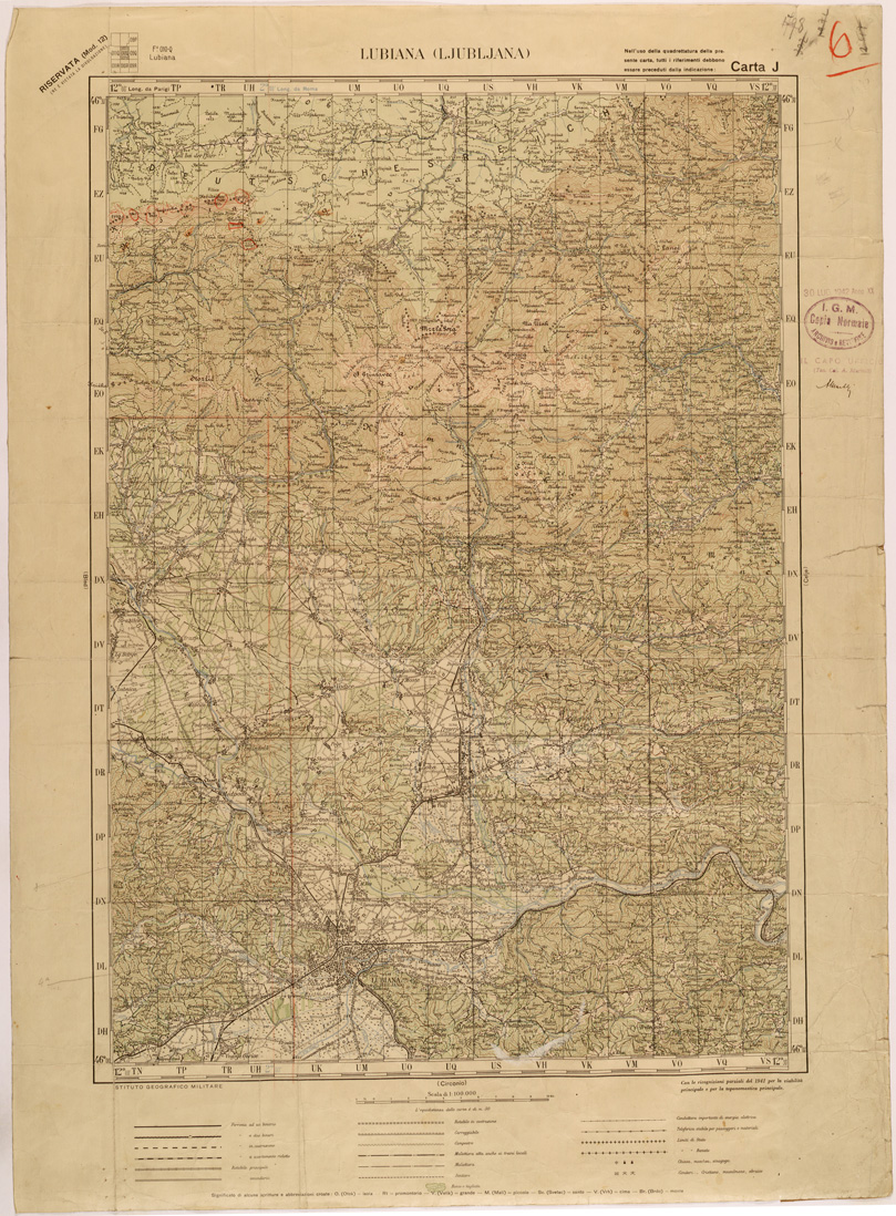 (N:26889) JUGOSLAVIA - CARTA J - LUBIANA (LJUBLJANA) (SE000608) Carte e stampe antiche: riproduzione a colori su carta (formato A1)