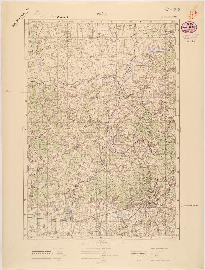 (N:26896) JUGOSLAVIA - CARTA J - PECUJ (SE000615) Carte e stampe antiche: riproduzione a colori su carta (formato A1)