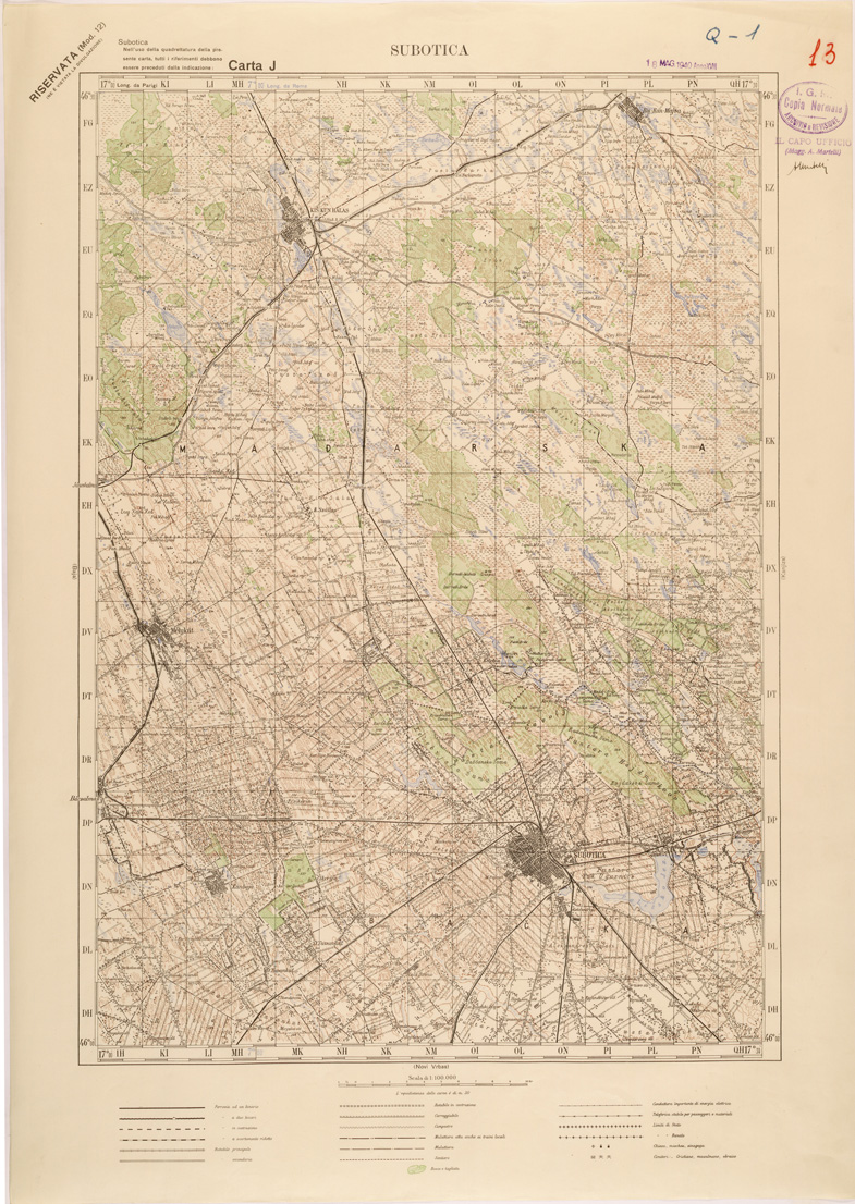 (N:27013) JUGOSLAVIA - CARTA J - SUBOTICA (SE000618) Carte e stampe antiche: riproduzione a colori su carta (formato A1)