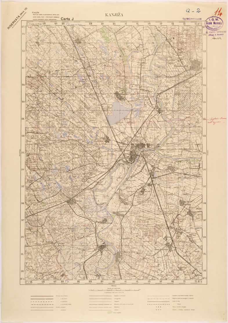 (N:27017) JUGOSLAVIA - CARTA J - KANJIZA (SE000619) Carte e stampe antiche: riproduzione a colori su carta (formato A1)