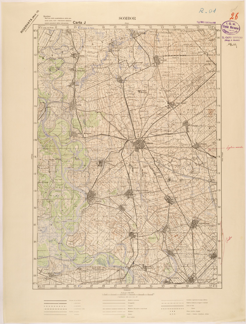 (N:27092) JUGOSLAVIA - CARTA J - SOMBOR (SE000631) Carte e stampe antiche: riproduzione a colori su carta (formato A1)