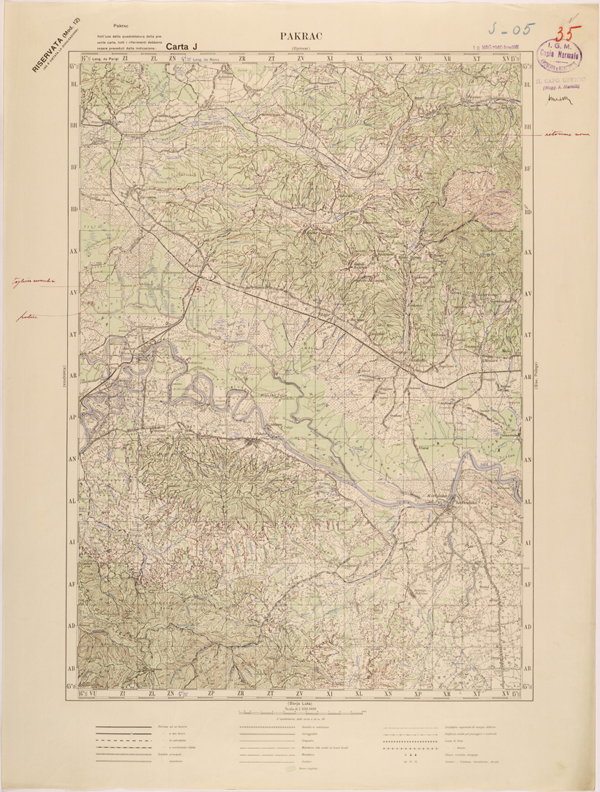 (N:27107) JUGOSLAVIA - CARTA J - PAKRAC (SE000640) Carte e stampe antiche: riproduzione a colori su carta (formato A1)