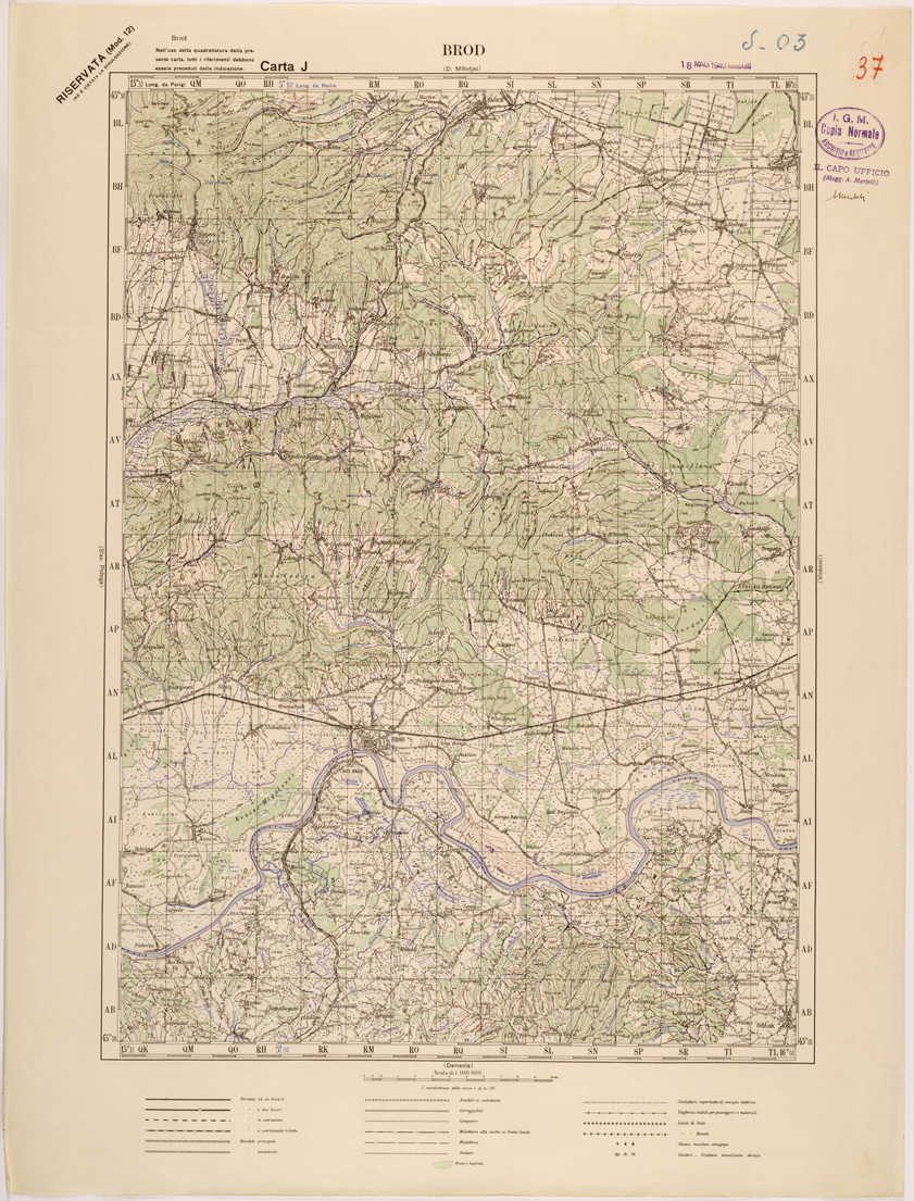 (N:27109) JUGOSLAVIA - CARTA J - BROD (SE000642) Carte e stampe antiche: riproduzione a colori su carta (formato A1)