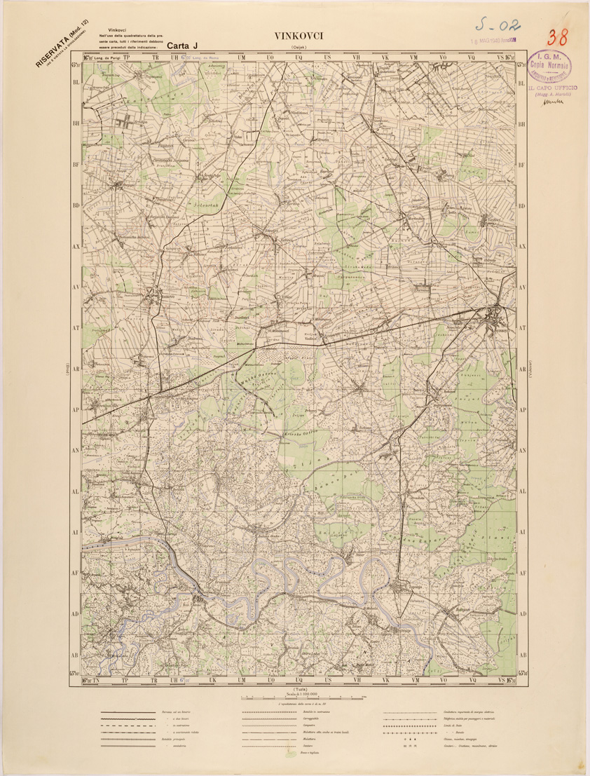 (N:27110) JUGOSLAVIA - CARTA J - VINKOVCI (SE000643) Carte e stampe antiche: riproduzione a colori su carta (formato A1)