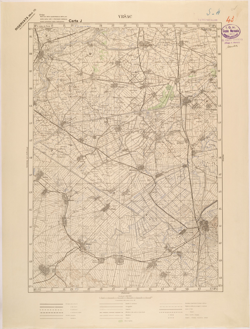 (N:27115) JUGOSLAVIA - CARTA J - VRSAC (SE000648) Carte e stampe antiche: riproduzione a colori su carta (formato A1)