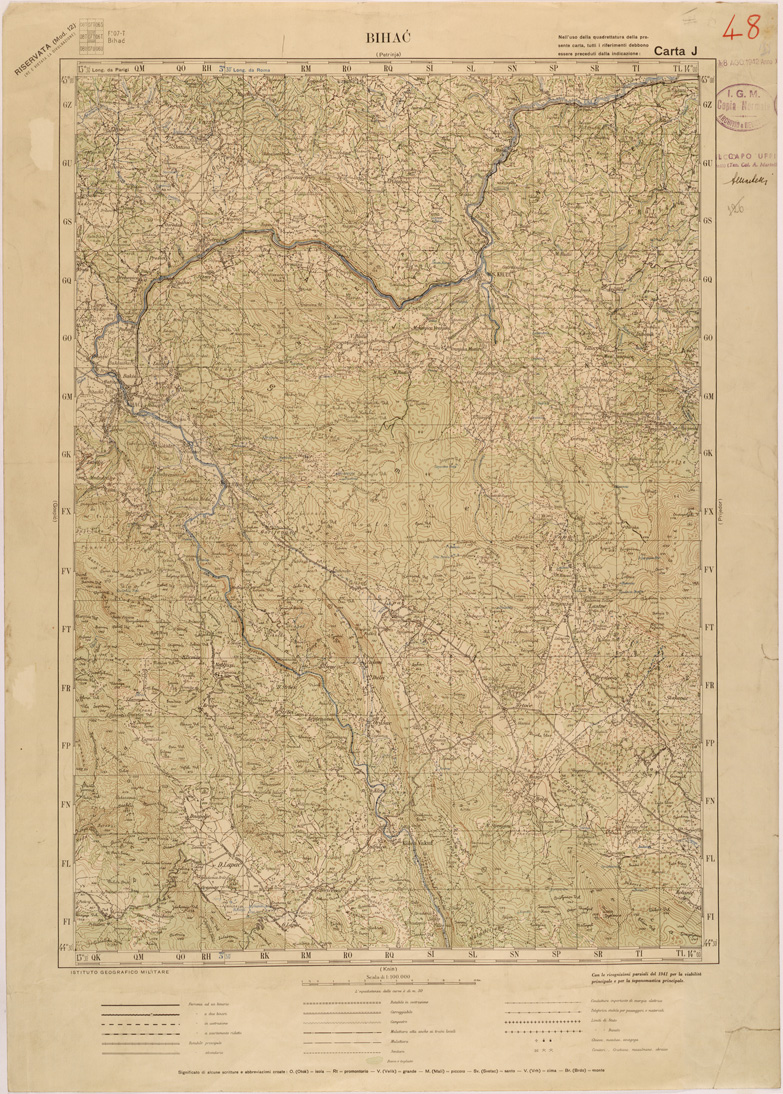 (N:27120) JUGOSLAVIA - CARTA J - BIHAC (SE000653) Carte e stampe antiche: riproduzione a colori su carta (formato A1)