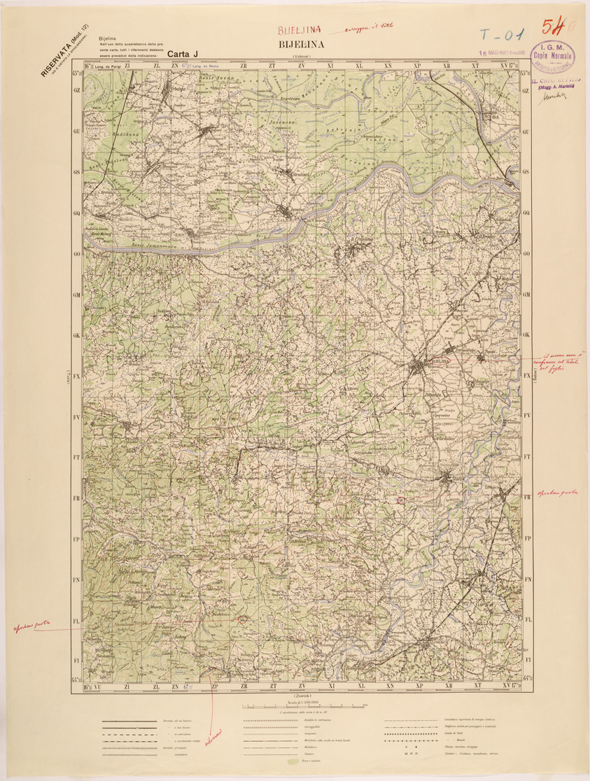 (N:27128) JUGOSLAVIA - CARTA J - BIJELJINA (SE000659) Carte e stampe antiche: riproduzione a colori su carta (formato A1)