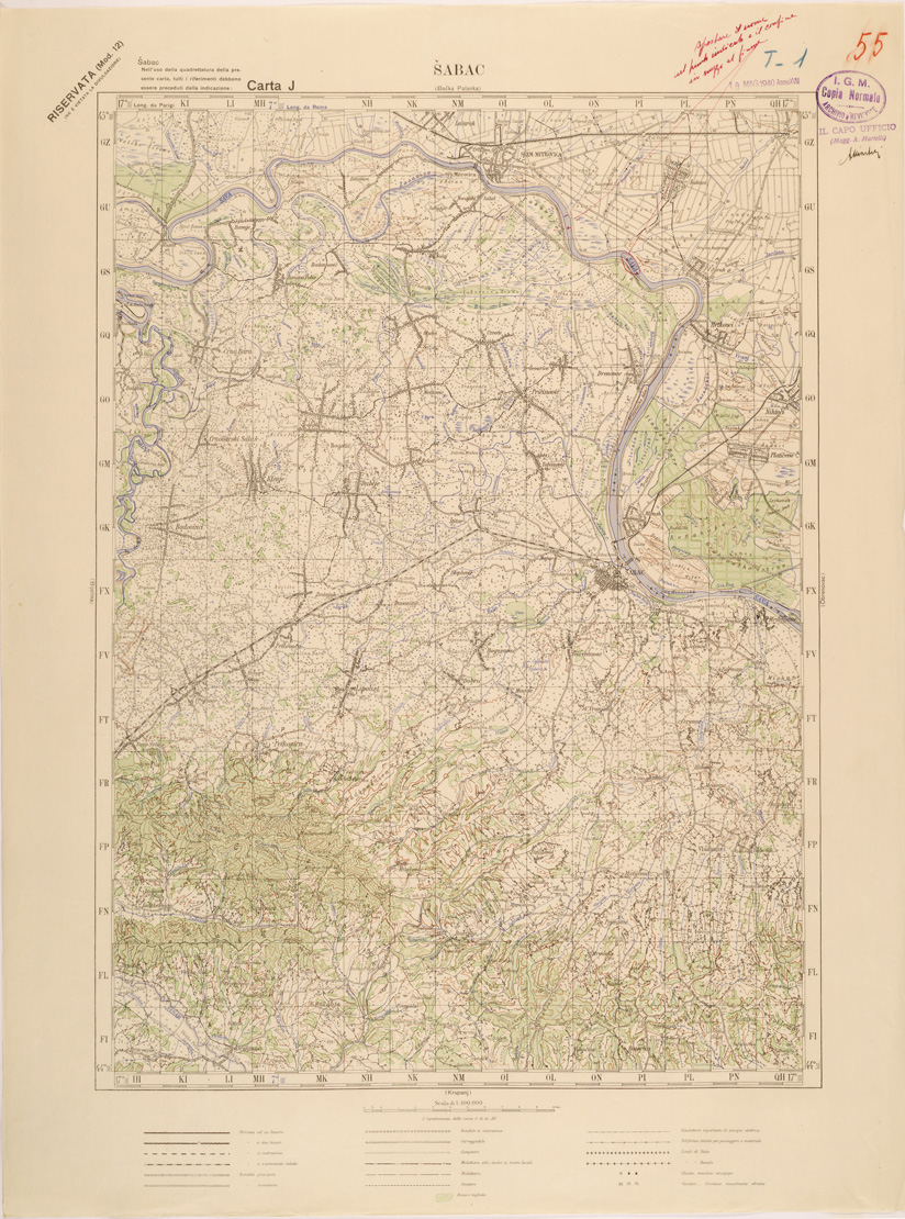 (N:27130) JUGOSLAVIA - CARTA J - SABAC (SE000660) Carte e stampe antiche: riproduzione a colori su carta (formato A1)