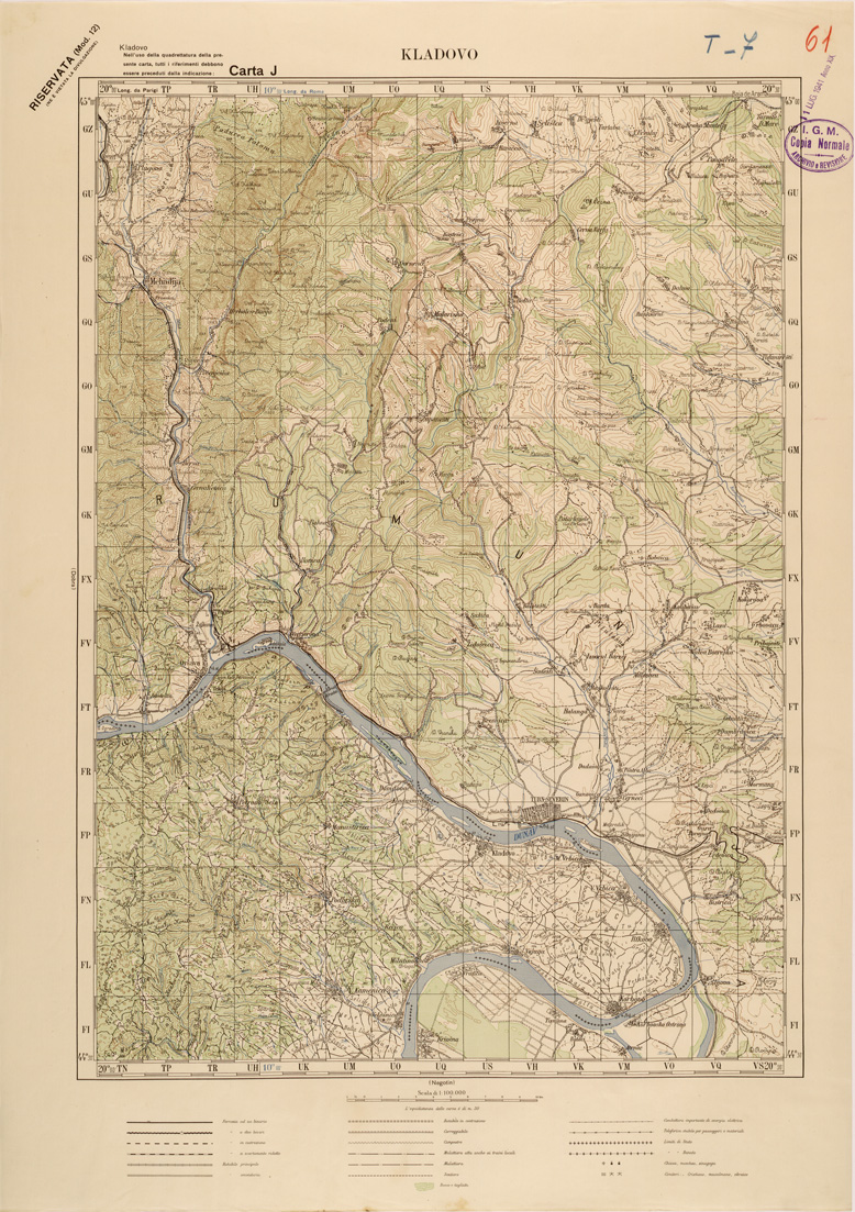 (N:27137) JUGOSLAVIA - CARTA J - KLADOVO (SE000666) Carte e stampe antiche: riproduzione a colori su carta (formato A1)